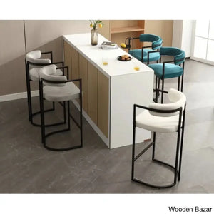Modern Ivy Swivel Upholstered Hollow Counter And Bar Stool With Armrests And Footrests Barrel High