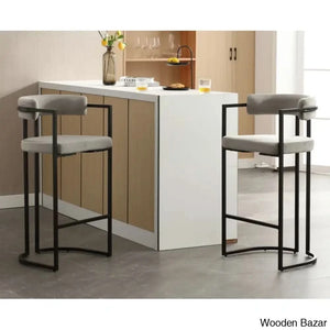 Modern Ivy Swivel Upholstered Hollow Counter And Bar Stool With Armrests And Footrests Barrel High