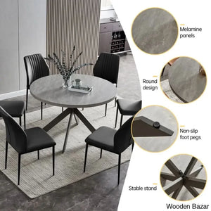 Modern Round Dining Table Set | Space-Saving Leisure Coffee With 6 Chairs