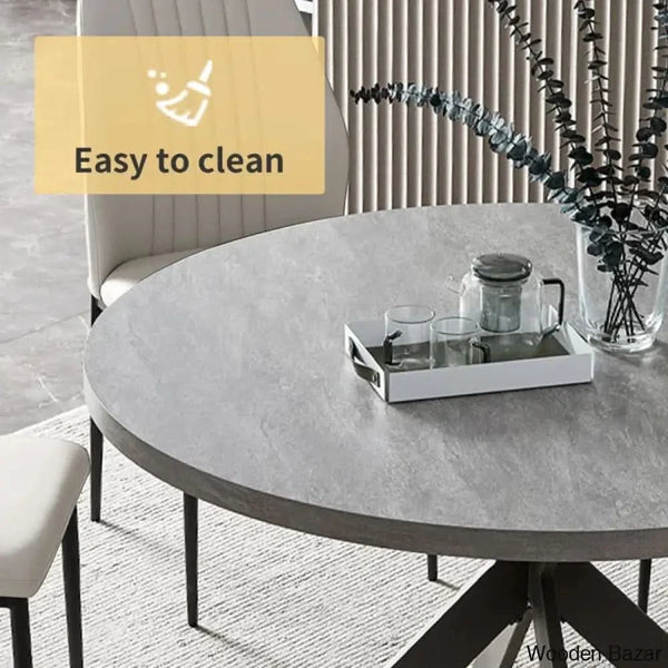 Modern Round Dining Table Set | Space-Saving Leisure Coffee With 6 Chairs
