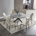 Modern Round Dining Table Set | Space-Saving Leisure Coffee With 6 Chairs Beige