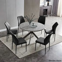 Modern Round Dining Table Set | Space-Saving Leisure Coffee With 6 Chairs Black