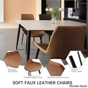 Modern Round Dining Table Set With Steel Legs – Stylish Kitchen For 4