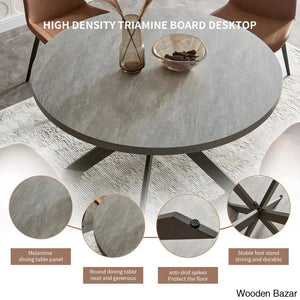 Modern Round Dining Table Set With Steel Legs – Stylish Kitchen For 4