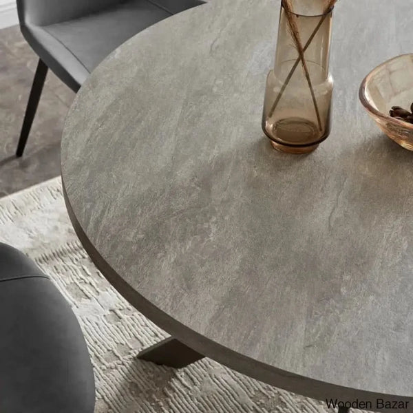 Modern Round Dining Table Set With Steel Legs – Stylish Kitchen For 4