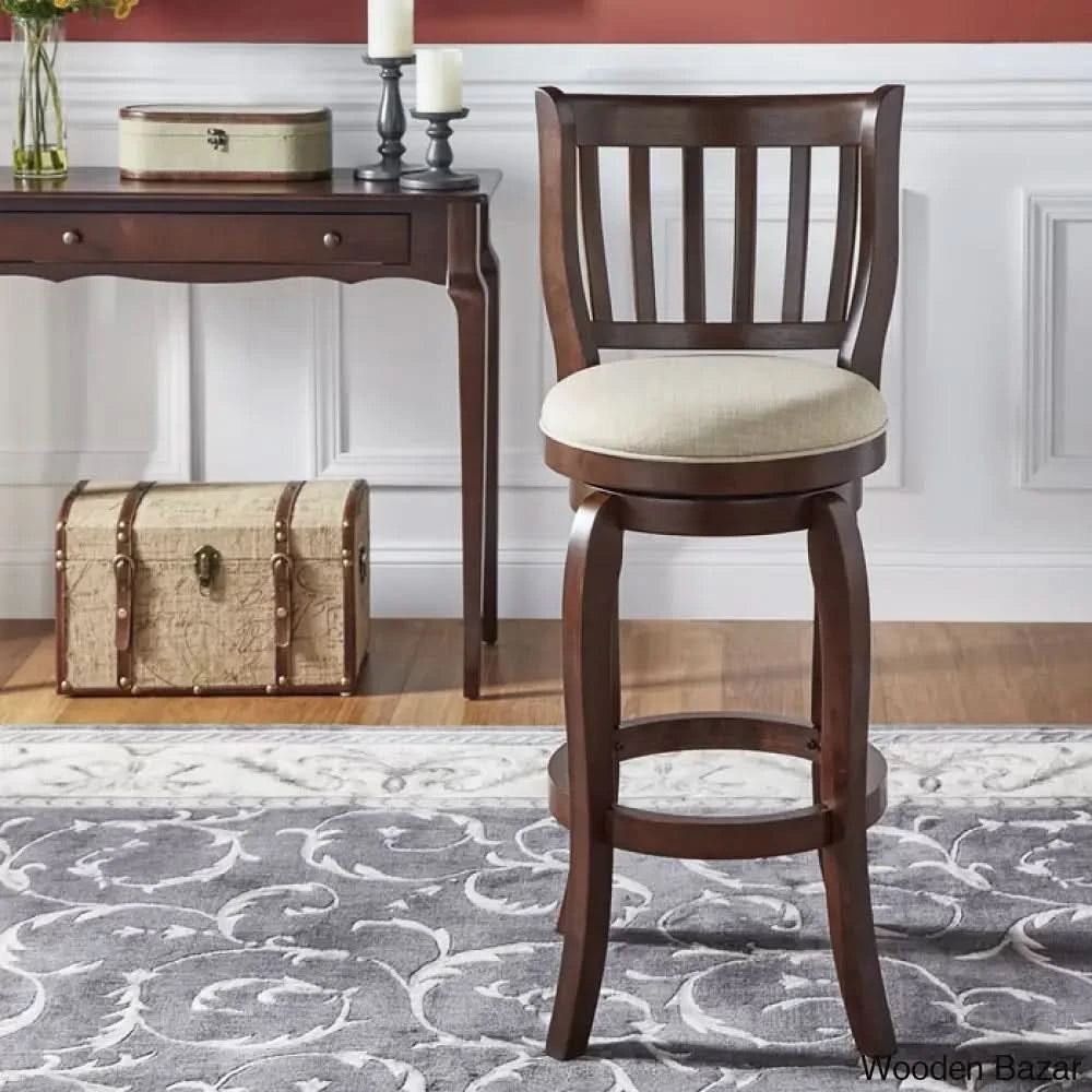 Morganc Swivel Upholstered Counter And Bar Stool With Solid Wood Frame Beige Linen / (24’’ Seat