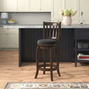 Morganc Swivel Upholstered Counter And Bar Stool With Solid Wood Frame Dark Grey Linen / Bar (29”