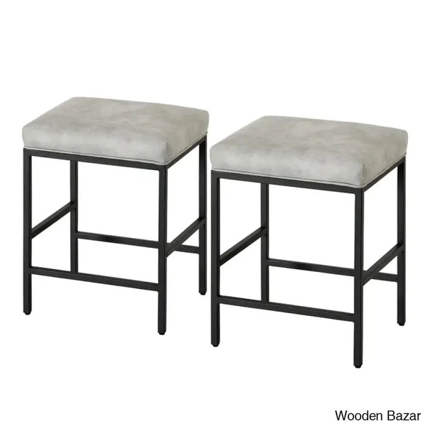 Munisen Swivel Upholstered 24’’ Counter And Bar Stool With Metal Frame (Set Of 2)