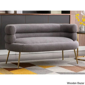 Arm Curved Loveseat Sofa-7