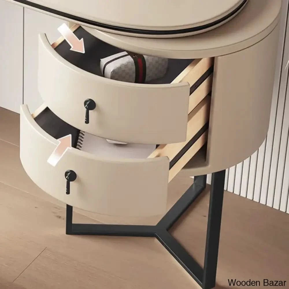 Myrasol Vanity Dressing Table With Lighted Mirror And Stool