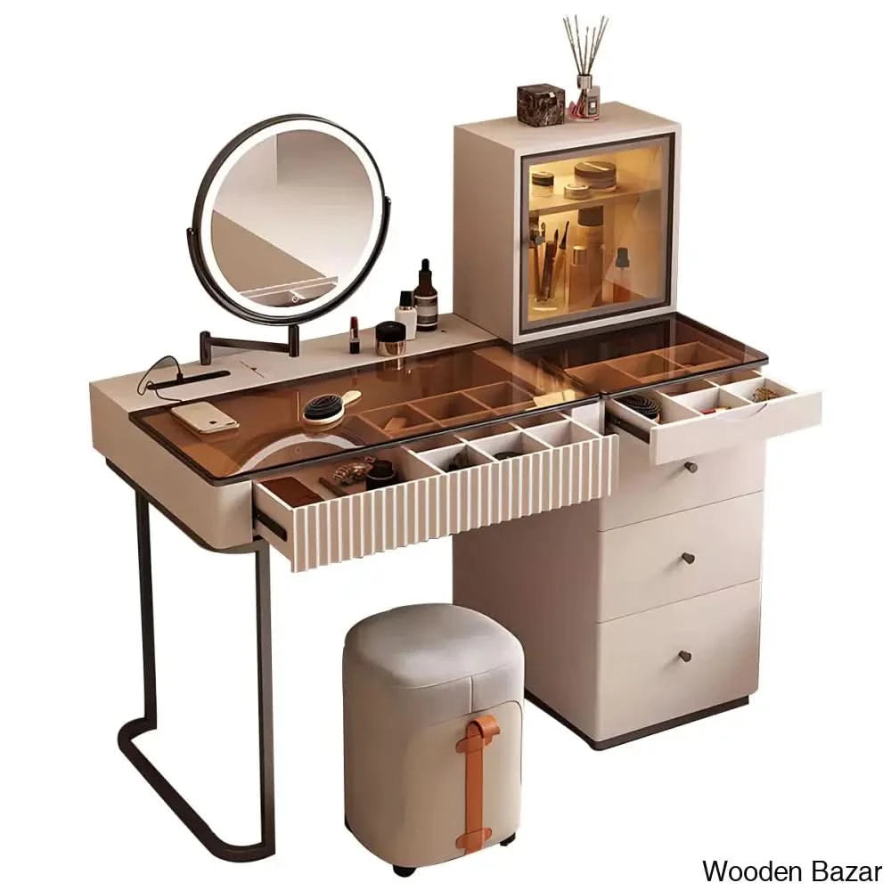 Myrasol Vanity Dressing Table With Mirror Light And Stool