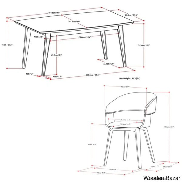 Nat Modern 6 Seater Dining Table Set