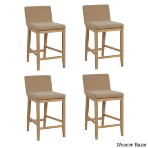 Natah Upholstered Counter And Bar Stool Set Light Brown Polyester/Light Frame / 2 (24.5’’ Seat