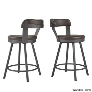 Nicksa Swivel Upholstered Counter And Bar Stool With Metal Frame (Set Of 2)