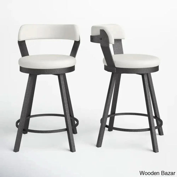 Nicksa Swivel Upholstered Counter And Bar Stool With Metal Frame (Set Of 2)