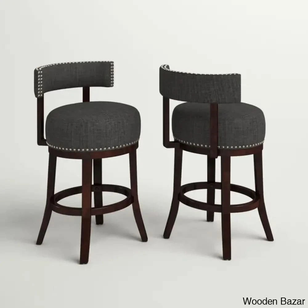 Nordeno Swivel Upholstered Counter And Bar Stool With Solid Wood Frame (Set Of 2) Gray / Bar