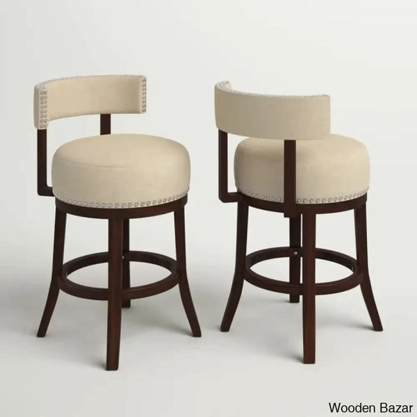 Nordeno Swivel Upholstered Counter And Bar Stool With Solid Wood Frame (Set Of 2)