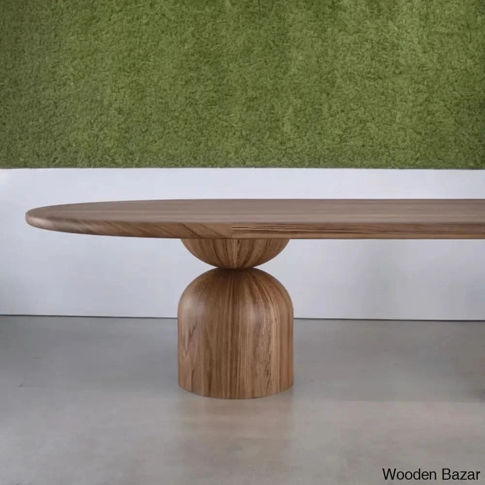 Odell Elegant Oval Dining Table In Solid Wood Finish - Wooden Bazar