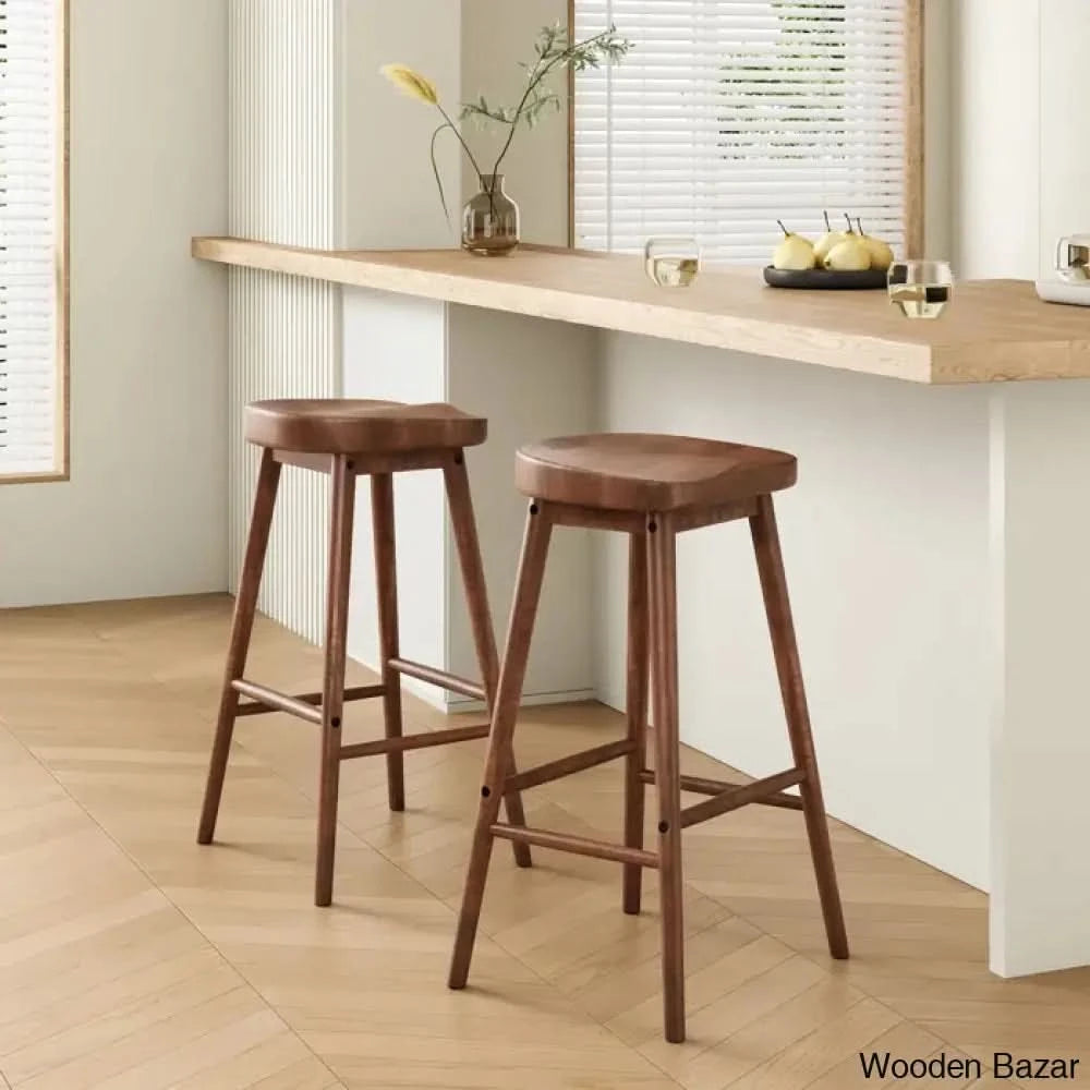 Olive Swivel Solid Wood Counter And Bar Stool (Set Of 2) Walnut