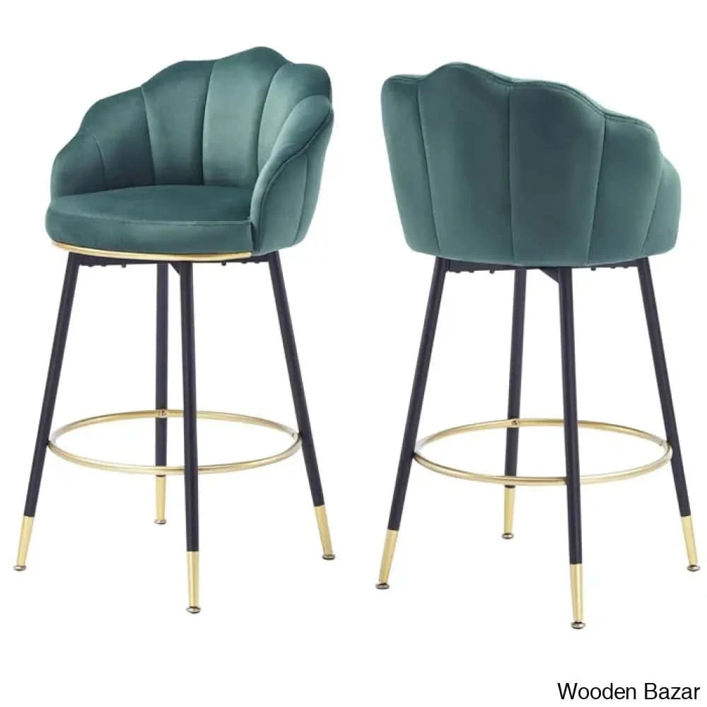 Olvinas Swivel 29’’ Tall Bar Stools & Counter (Set Of 2) Green