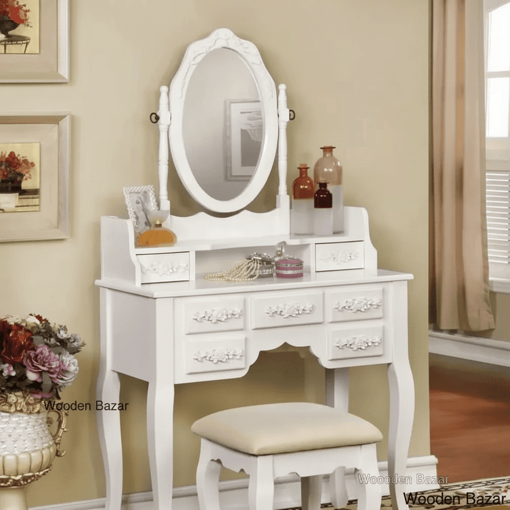 Wooden Bazar Sheehan Vanity dressing table wooden with mirror with stool
