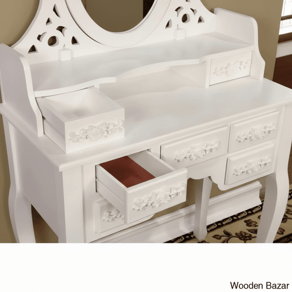 Wooden Bazar Sheehan Vanity dressing table wooden with mirror with stool