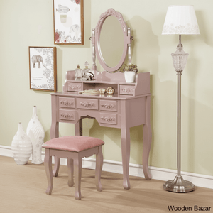 Wooden Bazar Sheehan Vanity dressing table wooden with mirror with stool