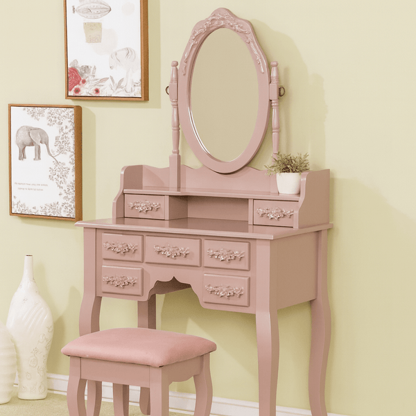 Wooden Bazar Sheehan Vanity dressing table wooden with mirror with stool