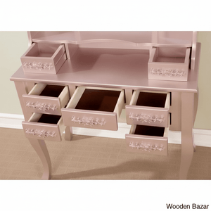 Wooden Bazar Sheehan Vanity dressing table wooden with mirror with stool