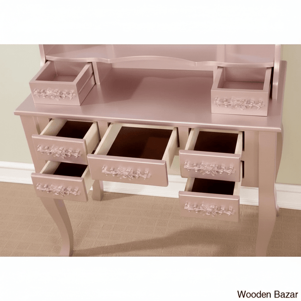 Wooden Bazar Sheehan Vanity dressing table wooden with mirror with stool