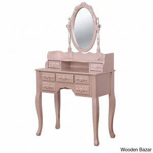 Wooden Bazar Sheehan Vanity dressing table wooden with mirror with stool