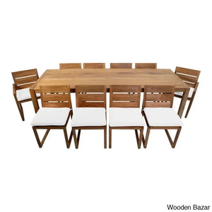 Ormaan 11 - Piece Solid Wood Dining Set