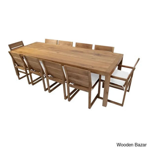 Ormaan 11 - Piece Solid Wood Dining Set