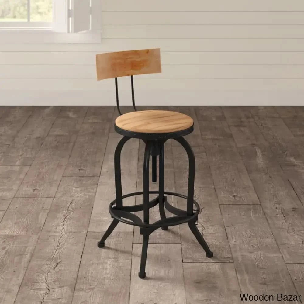Oswalto Swivel Adjustable Height Counter And Bar Stool With Metal Frame