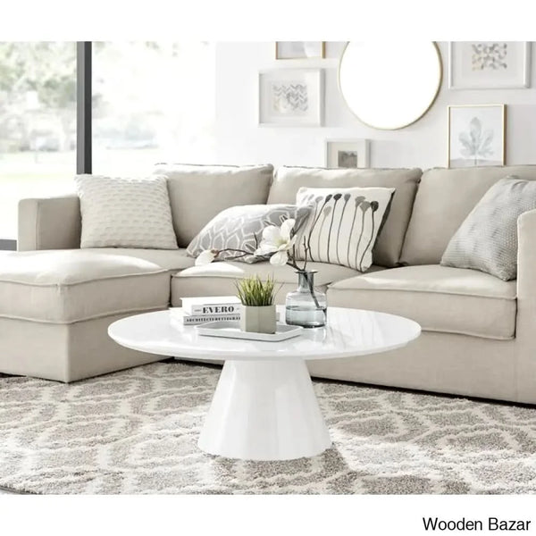 Palmic Luxury Pedestal Round Coffee And Center Table