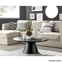 Palmic Luxury Pedestal Round Coffee And Center Table Matte Black Top/Matte Base