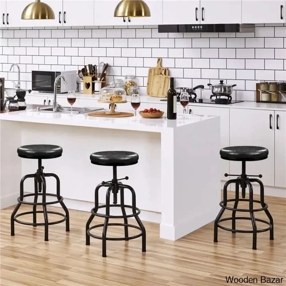 Palmquisto Swivel Upholstered Adjustable Height Counter And Bar Stool With Metal Frame Black