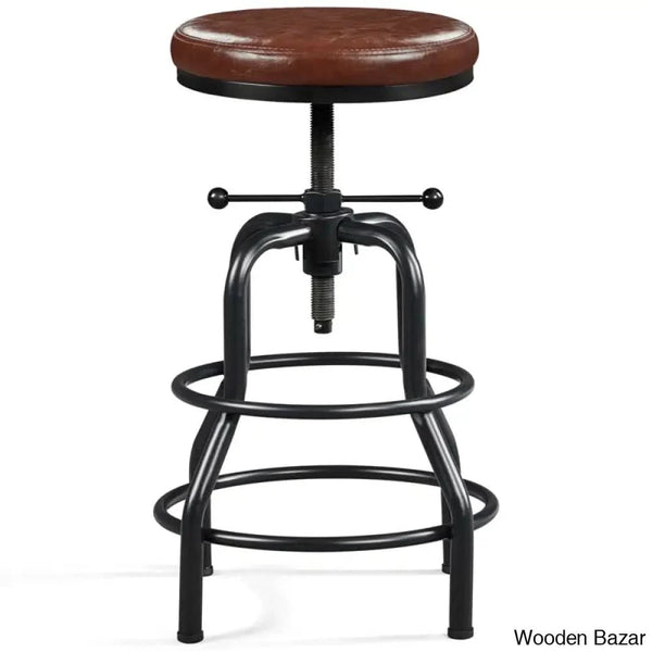 Palmquisto Swivel Upholstered Adjustable Height Counter And Bar Stool With Metal Frame Brown