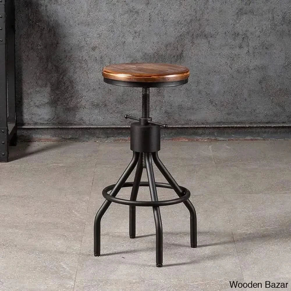 Palmy Swivel Counter And Bar Stool With Metal Frame (Set Of 2) Brown Seat/Black