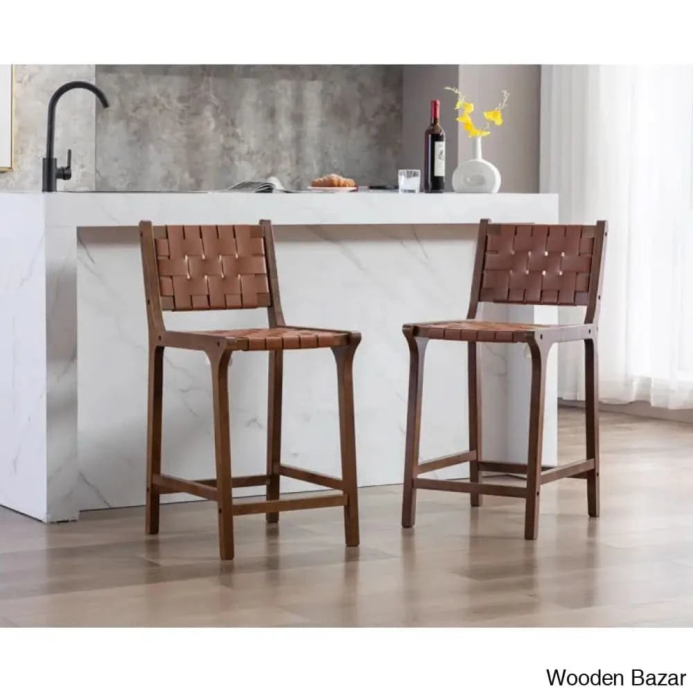 Pangitas Swivel Solid Wood Counter And Bar Stool (Set Of 2) Brown/Walnut Frame / Bar (28.5” Seat