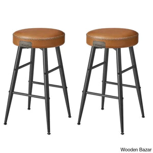 Parmleys Swivel Faux Leather Counter And Bar Stool (Set Of 2)