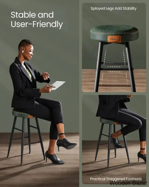Parmleys Swivel Faux Leather Counter And Bar Stool (Set Of 2)