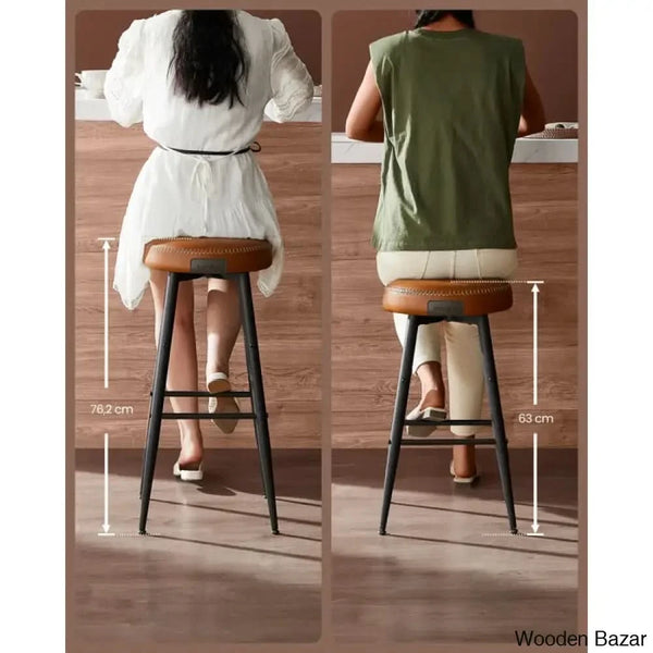 Parmleys Swivel Faux Leather Counter And Bar Stool (Set Of 2)