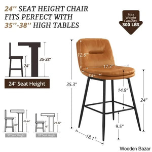 Pelayoz Swivel Upholstered Leather Bar & Counter Stool (Set Of 2)