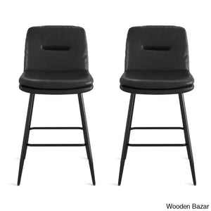 Pelayoz Swivel Upholstered Leather Bar & Counter Stool (Set Of 2) Black / (30” Seat Height)