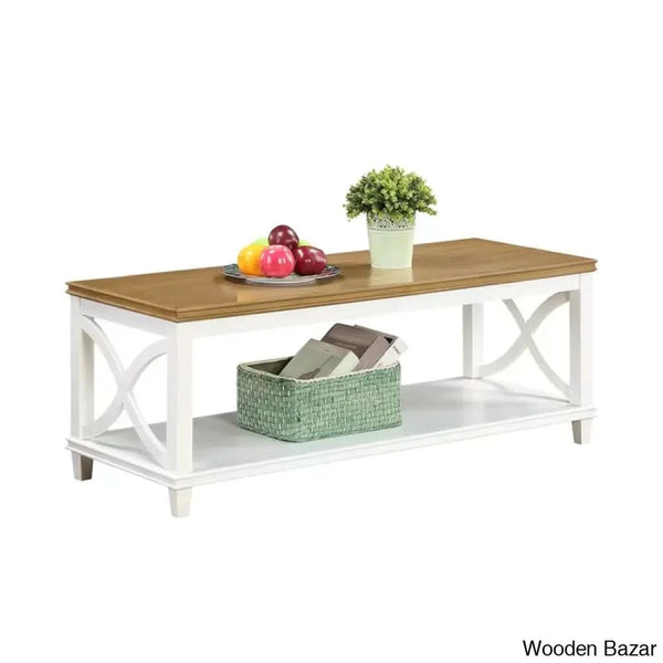 Pettergrowl 47’’ Coffee And Center Table With Storage Solid Wood Frame