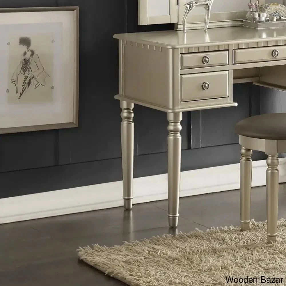 Phaedra Vanity Dressing Table With Mirror And Stool