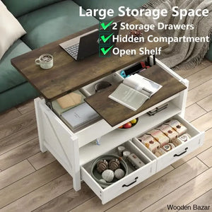 Phelagen Lift Top Coffee And Center Table With Storage 4-In-1 Design For Living Room