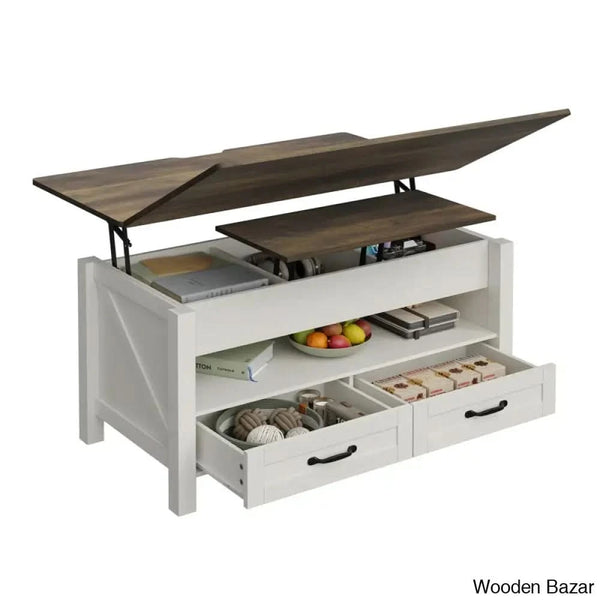 Phelgeny Lift Top Coffee And Center Table With Storage 4-In-1 Design For Living Room