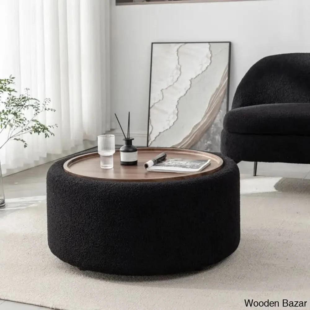 Pietschy Round Coffee And Center Table With Storage Blue